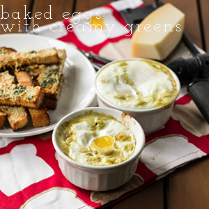 Baked Eggs with Creamy Greens & Herbed Toast | Chattavore