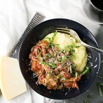 This pork ragu with polenta is a delicious, warming, rib-sticking way to make over leftover pork shoulder or other pork you might have around. | Recipe from Chattavore.com