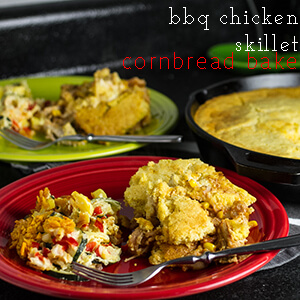 This BBQ chicken skillet cornbread bake is a delicious and easy one-skillet meal! | chattavore.com