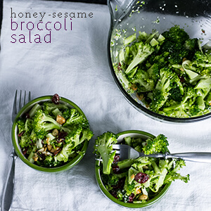 Honey-sesame broccoli salad is a delicious and light side dish for your picnic, weeknight dinner, or your lunchbox! | chattavore.com