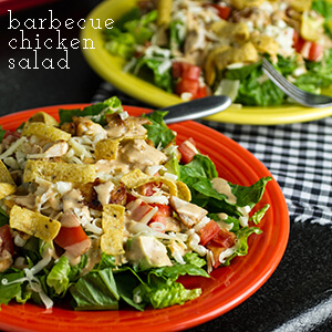 This barbecue chicken salad is a simple and delicious weeknight recipe...topped with corn chips for a perfect finishing touch! | chattavore.com