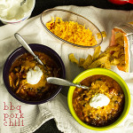 With the flavors of BBQ and chili in one bowl, this BBQ pork chili is a great game-day meal or a quick weeknight meal! | chattavore.com