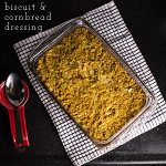This biscuit and cornbread dressing is full of traditional flavors and is perfect on your Thanksgiving table. And in the South, it's always called dressing, y'all! | chattavore.com