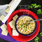 Creamy chicken noodle soup is a perfect way to warm up on a cold day. Plus...you can use your leftover turkey instead of chicken if you want! | chattavore.com