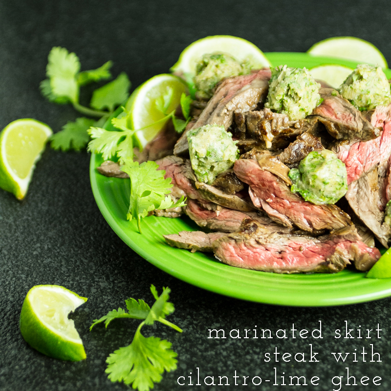 This marinated skirt steak with cilantro-lime ghee is a simple, quick weeknight dinner. And it's paleo, from the new cookbook Paleo Planet by Becky Winkler of A Calculated Whisk. | chattavore.com