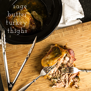 Slow cooker sage butter turkey thighs are everything that you want from turkey-flavorful, moist, and fall-off-the-bone tender-without the worry of heating up the house or having to constantly check a thermometer. | chattavore.com
