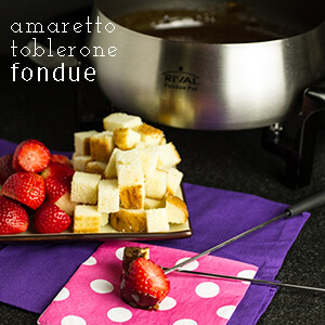 Amaretto & Toblerone fondue is pretty much chocolate heaven in a fondue pot..rich creamy, and full of almond flavor! | recipe from chattavore.com