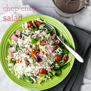Chop chop salad with creamy kalamata dressing is my version of the house salad from Crust Pizza, one of my very favorite restaurant salads. | recipe from Chattavore.com