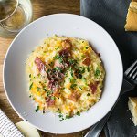 This butternut squash risotto is homey, simple, and delicious. Unlike most risottos, it doesn't require tons of stirring, so you can get things done while it cooks! | recipe from Chattavore.com