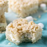 Wedding cake Rice Krispies treats are pretty much heaven in Rice Krispies treats form. After you try them you'll never want regular RKTs again! | Recipe from Chattavore.com